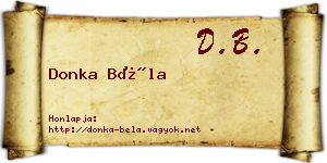 Donka Béla névjegykártya